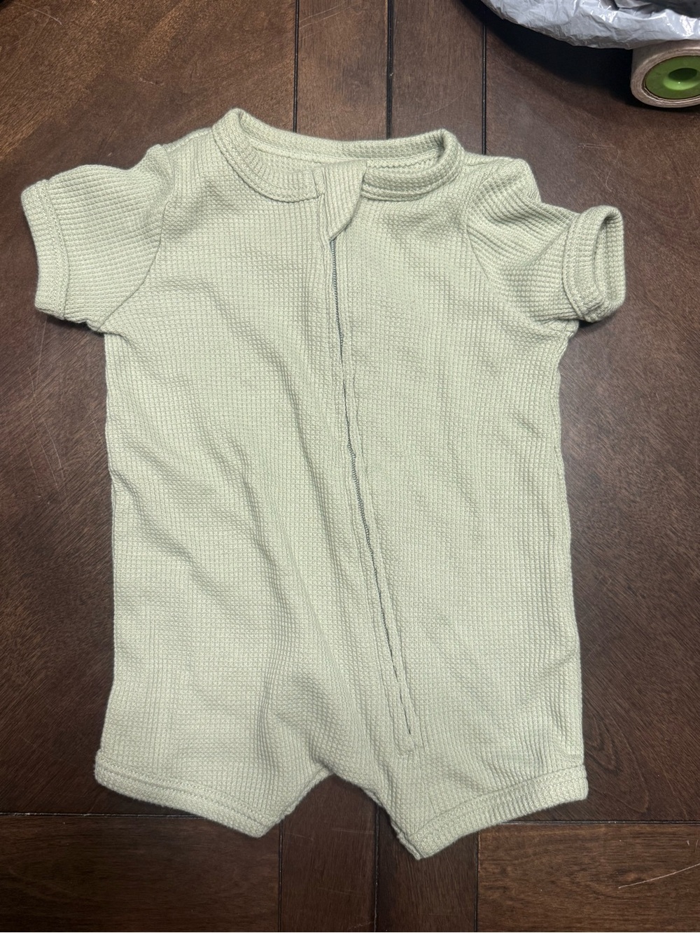 Carter's Short-Sleeve Waffle One-Piece in Light Sage